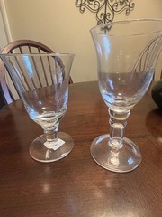 Vietri clear glass goblet 6.25″ tall 4″ at top rim and a 7.25” goblet. Set of 2