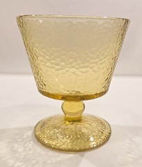 4 Vtg Hazel Atlas Pebblestone Amber Footed Glasses, Textured Dessert Glasses Cup