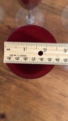 Ruby Red 9” Champagne Wine Flutes Glasses With Clear Stem And Foot. Set Of 7