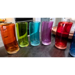 6 MCM Highball Rainbow Leonardo Swung Long 12 oz Curved Tumbler Glasses