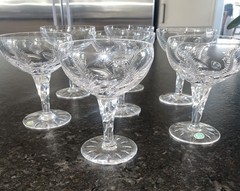 Set 7 Stuart ELLESMERE Crystal Champagne Glasses Mid Century Modern Quality Vtg
