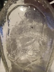 vintage mid century «courage » decanter depression glass bottle nice find .