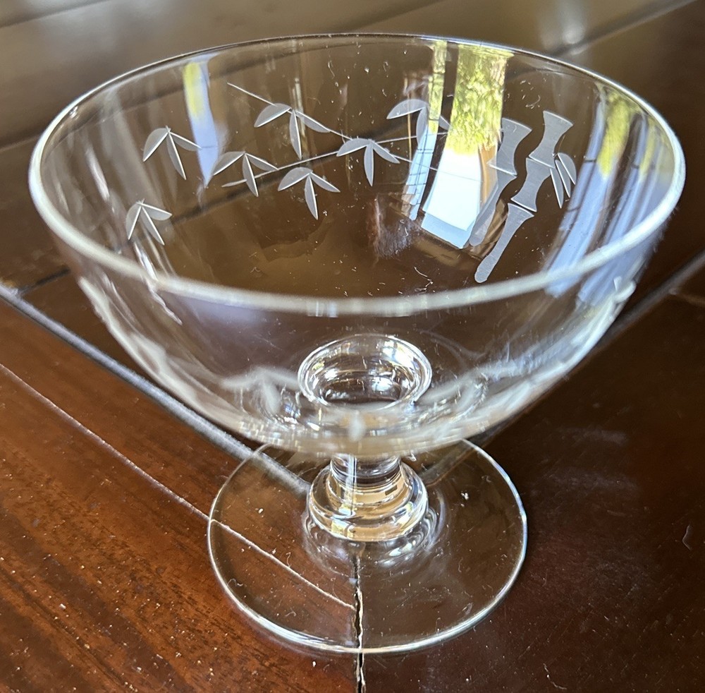 Vintage Retro Noritake Sasaki Bamboo Champagne Low Sherbet Clear Smooth Stem