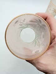 Antique Bohemian Enameled Art Glass Cordial Tumblers Gold Floral Set 5 c1900