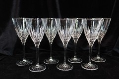 Mikasa High Point 7 Water Goblets 9oz Vertical Cuts on Bowl 8 1/4″ Tall