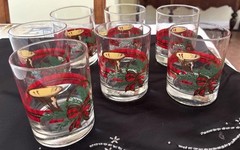 7 – Vintage MCM Signed Georges Briard 22k Gold Holiday French Horn Rock Glasses