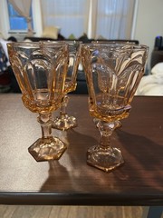 Set of 4 Vintage Fosteria Peach Virginia 8 oz. Goblets