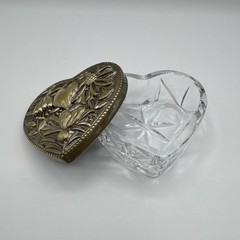 Vintage Royal Brierley Crystal Heart Shaped Trinket Box Signed