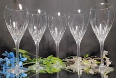 5 Cristal D’Arques ENCHANTE Contemporary Cut Crystal Water Goblets Wine Glasses