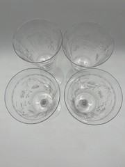 Morgantown Water Goblet Wine Blown Glass Cut Floral Stemware 7630 Uranium Glow