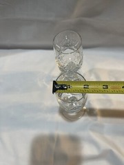 2 Blown Clear Wine Glasses Cut Criss-Cross & Fan On Bowl unknown pattern