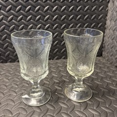 Vintage Federal Indiana Glass Recollection Footed Water Goblet 6.5 in Clear (2)