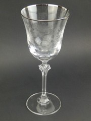 Vintage Spiegelau Water Goblet Wine Glass Scroll & Platinum Band S & Crown Mark