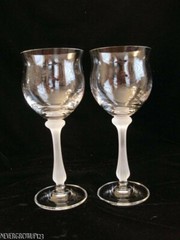 (2) MIKASA LAURA CRYSTAL 11 OZ WINE~GLASS~GOBLET~FROSTED STEM~EUC