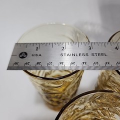 Set Of 3 – Vintage Amber Crinkle Glass Beverage Tumbler