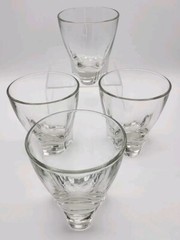 Vintage Clear Glass LOW Ball Tumblers 4″ Triangle Base Heavy Bar Ware Set of 4