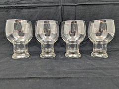 Set of 4 CLEAR Vintage Libbey STAX Pedestal Glasses Goblets Retro Barware