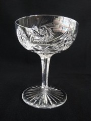 Tiffin Glass Clear Cut #278 1/2 (Whirling Star) 4 3/8″ Champagne/Tall Sherbet