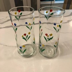 VT Libbey Glasses Jubilee Tulips 2-16oz Glasses