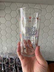 Vintage Libby 1998 Tumbler Glasses Country House Set Of 11 Hearts Purple Pink