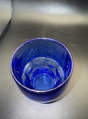 8 oz. Flat Tumbler Looks To Be Hazel Atlas Georgian In Blue 3 3/4”