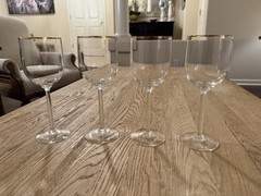 Lenox Crystal FOUR McKinley Water / Wine Glasses with Gold Edging 8-3/8” MINT