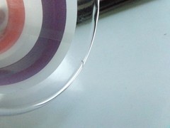 6 Vtg MCM Pink Purple White Frosted Stripe 16 Oz Collins Style Highball Glasses