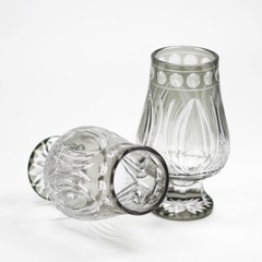 Old Fashioned Vintage Shot Wine Glass 6oz Hand Cut Grey For Soju Brandy Cocktail