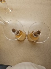 6 Waverly Bijoux Amber Large Bubble At Base, Water Goblet/ Wine Glasses, Handblo