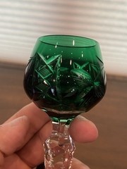 STUNNING SET(3) VTG Lausitzer Multicolored Cut To Clear Crystal Cordials 5.25″H