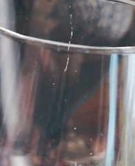 Set Of 3 Clear Weighted 5 3/4″ Glass Tumblers Suspended Air Bubble Stem 15 oz