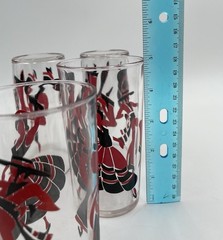 4 MCM Libbey Flamenco Dancer Glass Tumblers Red & Black (D7)