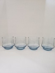 4 VTG Stacking Libbey Azure Blue 10oz Rocks Lowball Water Juice Whiskey Glasses