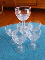 6 Depression Era Anchor Hocking Manhattan Sherry Cordial Glasses Clear 3.5”