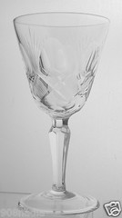VINTAGE FINE CUT GLASS OR CRYSTAL WINE/WATER SET 8 NAPOLI FAN/THUMBPRINT