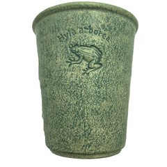 Ceramic Clay Pottery Tumbler Green Speckled Hyla Arborea Frog Design Cup Planter