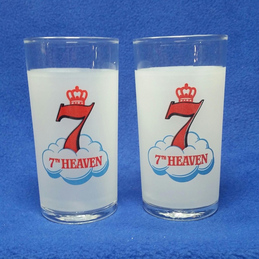 Libbey Seagrams 7th Heaven Frosted Cocktail Glasses Set of 2 Home Bar Mancave