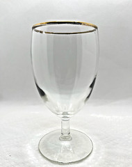 Vintage Eight (8) – 5-5/8 Paneled Footed Water Glasses / Platinum Trim