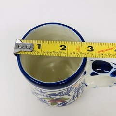 Mediterranean Core COFFEE MUG 12oz Art Pottery Italian Painted Blue Rim Ceramic