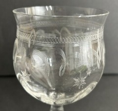 2 Franciscan Tiffin Needle Etch Wine Glasses Optic Chain Stars & Stripes Design