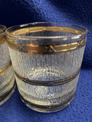 Mid Century Modern 22k Gold Crinkled Ice Whiskey Glasses Set of 4 The Bridge