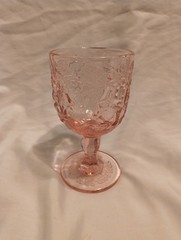 Vintage L.G. Wright Glass Madonna Inn Pink Wild Rose Water Goblet 6.5″