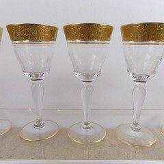 10 Glastonbury Lotus Rambler Rose 4.25″ Cordial Glasses Floral Gold Band