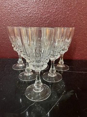Crystal D’Arques Pompadour Water Goblets Set of 6 France Clear Crystal 6.75”