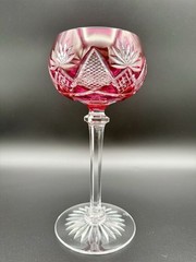 Val Saint Lambert Berncastel Cut To Clear Crystal Wine Hock, Color Red Signed