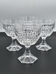 4 Fostoria Tall Crystal Sherbet Dessert Dish Cups Stratton Pattern 5 3/8″ MINT