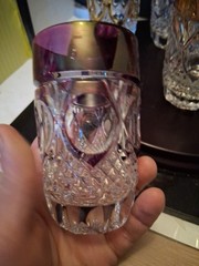 Vintage Set Of 6 Hofbauer Crystal Harlequin Long Drink Highballs Glasses. Nice