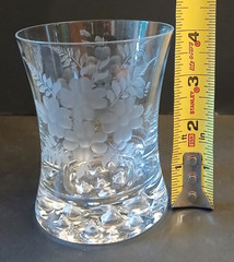 Nice! Rare Set of 4 Vintage Rocks Cocktail Glasses with Etched Floral Design