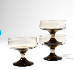 Vintage MCM Libbey Tawny Champagne Sherbet Glass Smoke Brown Footed Set of 6