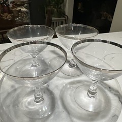 4 Vintage Fostoria Wedding Ring Champagne Cocktail Sherbet Goblets Glasses 4.25”